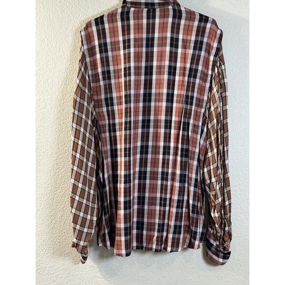 Free People Copper Plaid Snow Top Mountain Top Shirt Button down Medium M NEW - Picture 14 of 16